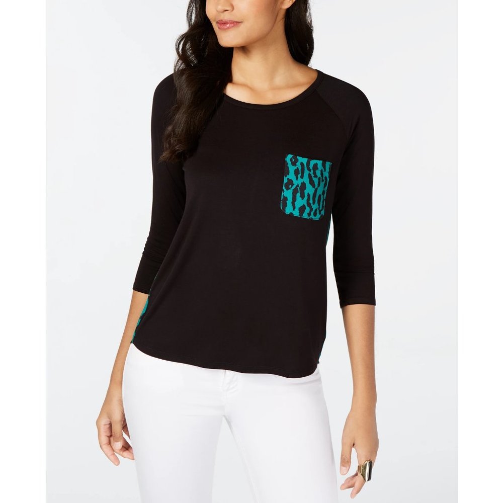 NWT THALIA SODI LARGE BLACK HI LOW TUNIC PATCH